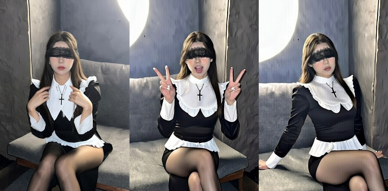 极品御姐 chloelin520 修女制服私拍 轻薄黑丝美腿挑逗诱惑 近距离展示足交榨精技巧