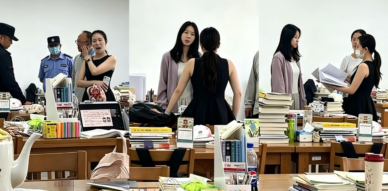 汉江师范学院 玲玲 知三当三 勾引已婚教师 被原配强堵图书馆开骂暴揍！