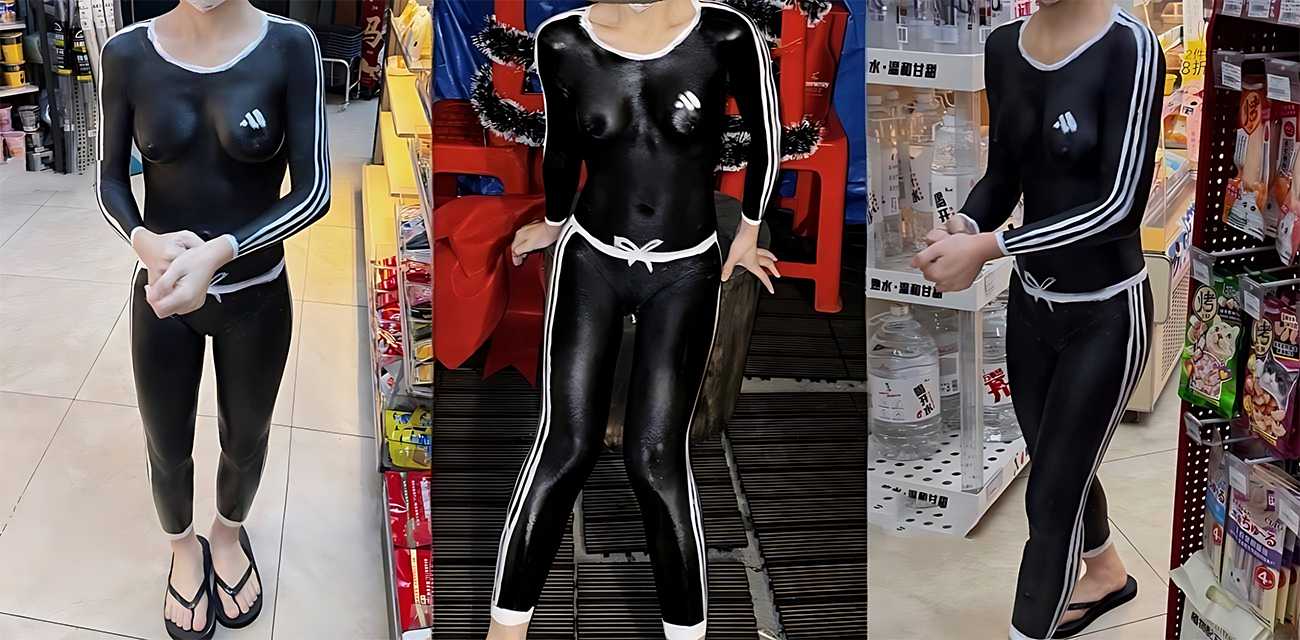 一颗桃子酱狂野露出 画件阿迪达斯在身上 全裸逛便利店 差点被外卖小哥发现闪红肛塞！