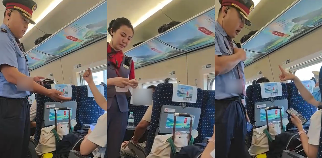 杭州老仙女动车上作妖 拒查证件全程英语放洋屁 骂哭乘务员后拒绝道歉太嚣张！