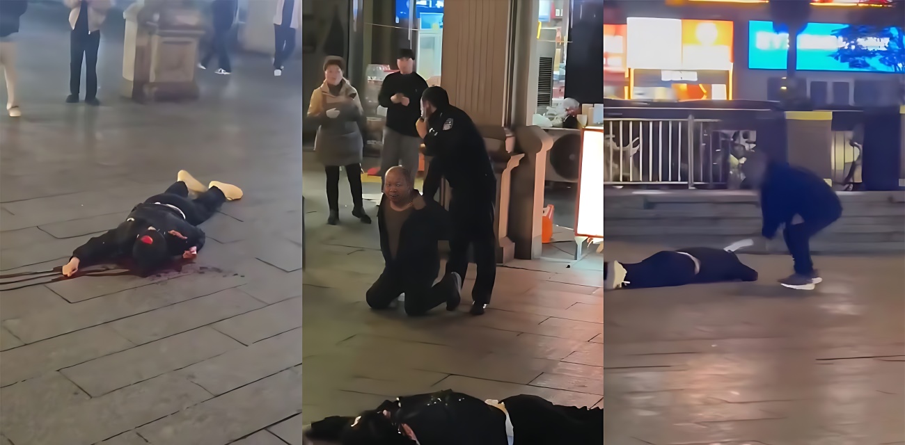 贵阳花果园1号楼下惊魂砍杀 持1米长砍刀狂砍男子头部数十刀 鲜血四溅混乱一片！