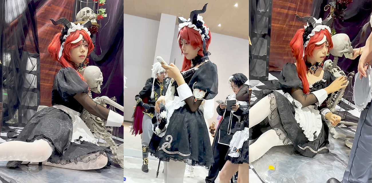 大神漫展抄底偷拍 学生妹COS第五人格大祭司 可爱白丝紧勒穴缝 贴身怼拍差点被发现