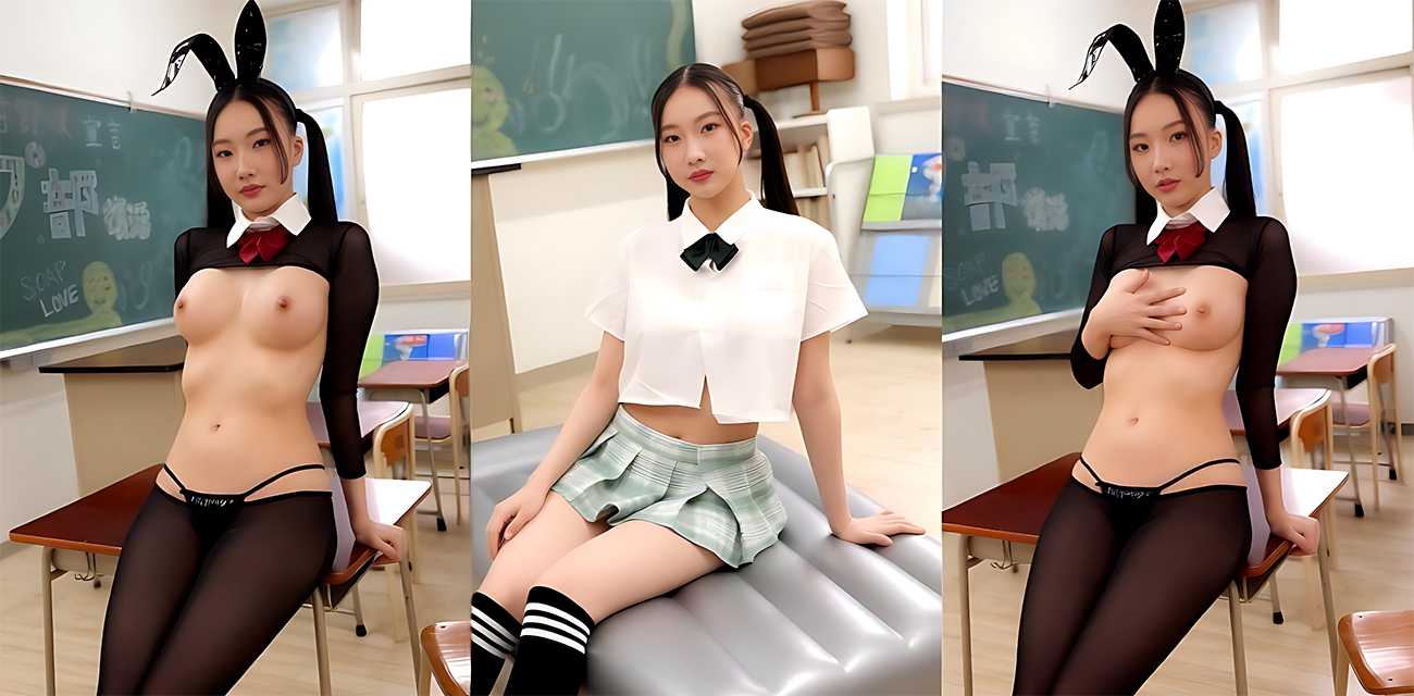 日本学园天国 紺野咲 化身双马尾兔女郎 动漫级容颜以及多轮中出 满足宅男幻想！