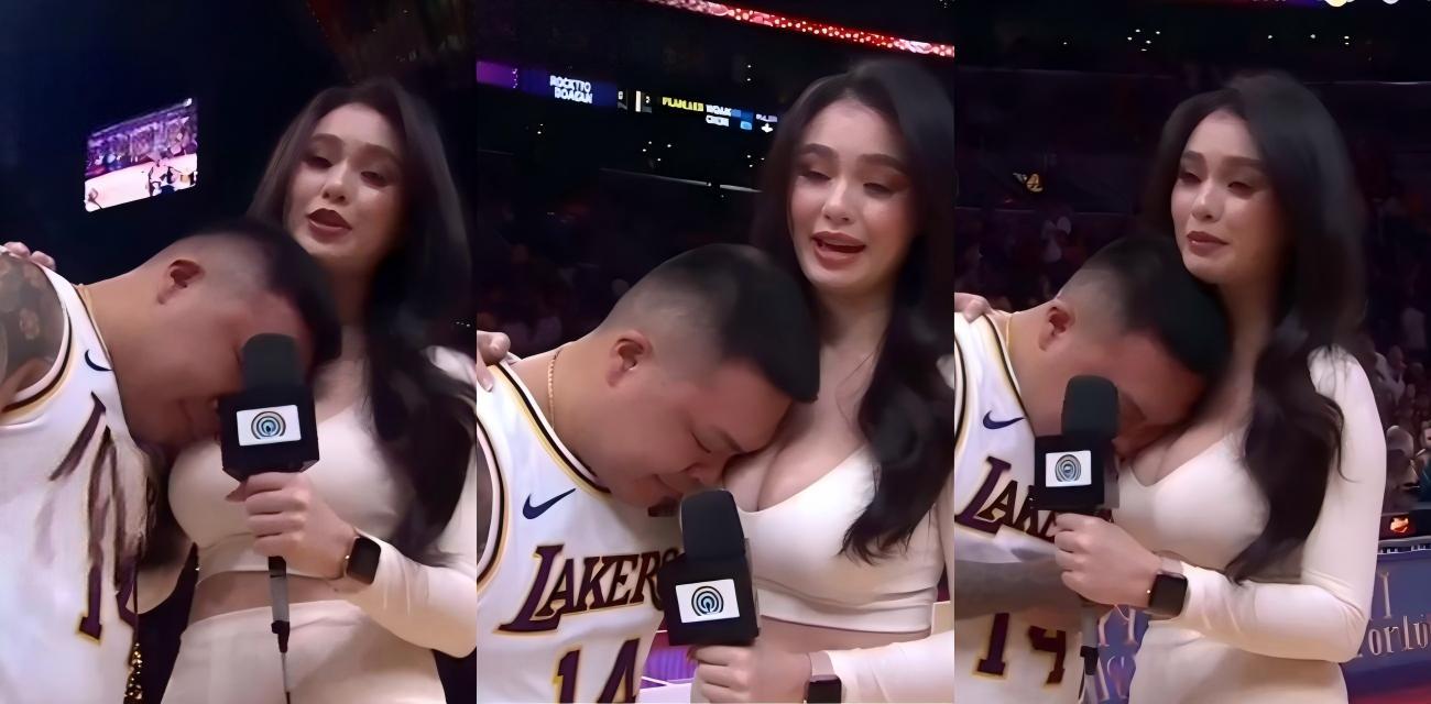 洛杉矶湖人队圣诞大战惨败 男球迷靠美女记者怀里痛哭照片走红 网友调侃看的也想哭了！