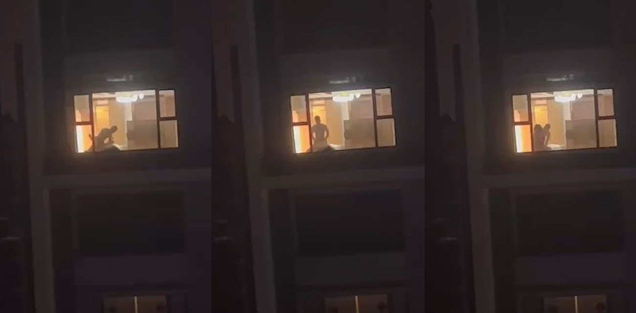深夜惊现偷拍寂寞少女！看对面楼做爱看得发骚 视频里狂喊来找我后半夜干我 语气充满羡慕！