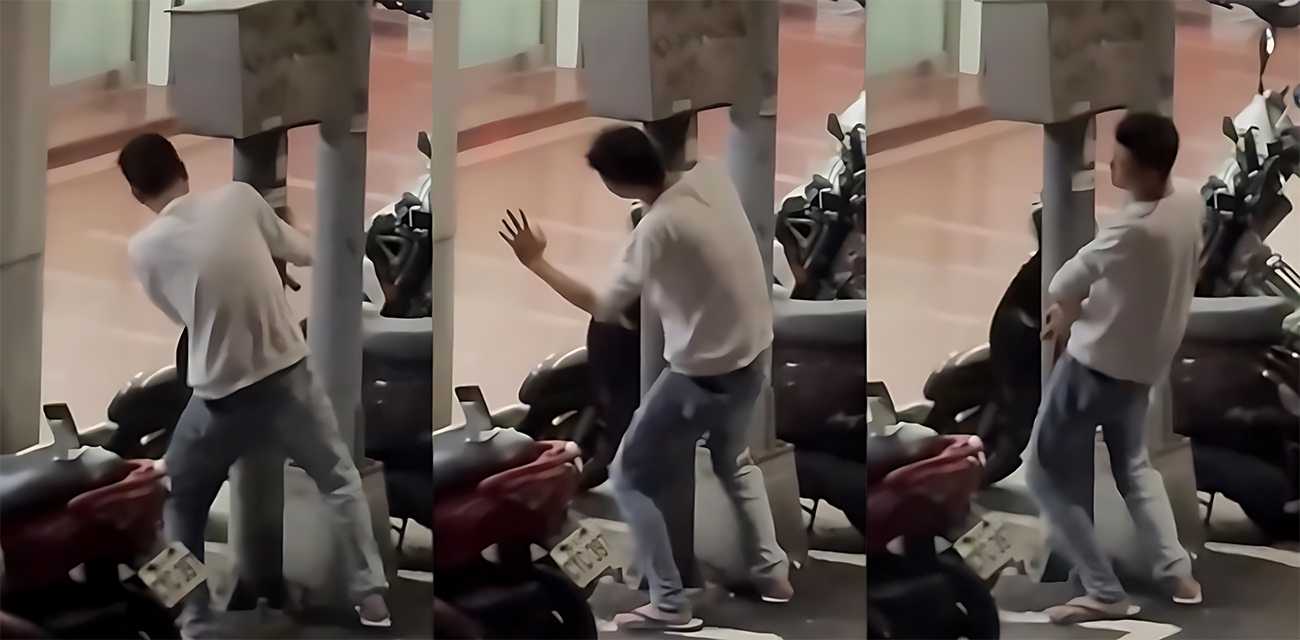 性压抑精神小伙 路边狂日电线杆 还发出怪异淫叫 奇葩画面直击笑点 这哥们儿到底憋了多少？