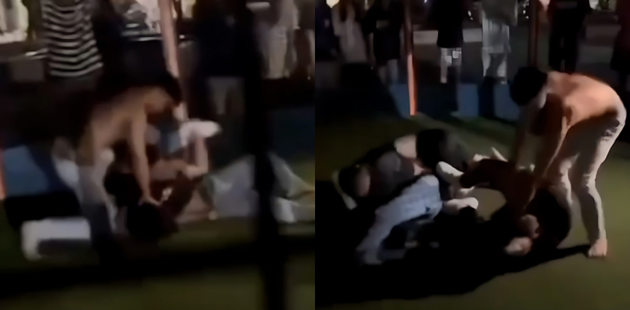 国内精神小伙 2v2八角笼肉搏 野性拳脚抱摔缠斗 膝顶肘击后脑勺 社会哥秒变丧家疯狗！