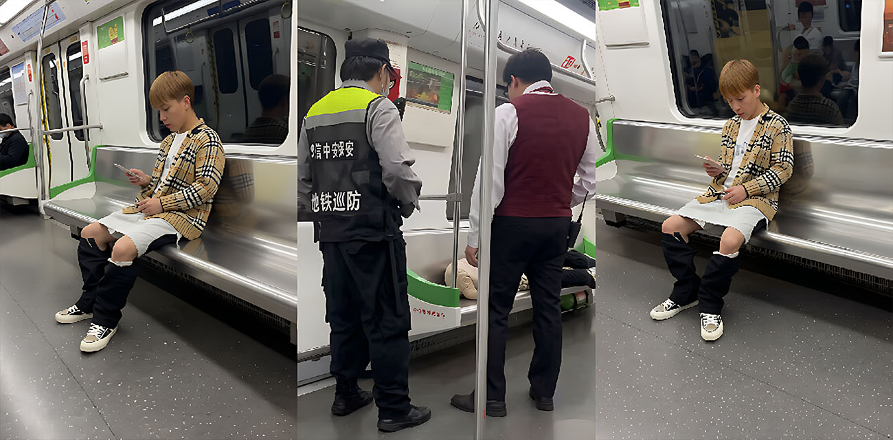 南宁地铁惊现精神小伙当众脱裤手淫 自慰数分钟全车乘客目睹 尺度炸裂！