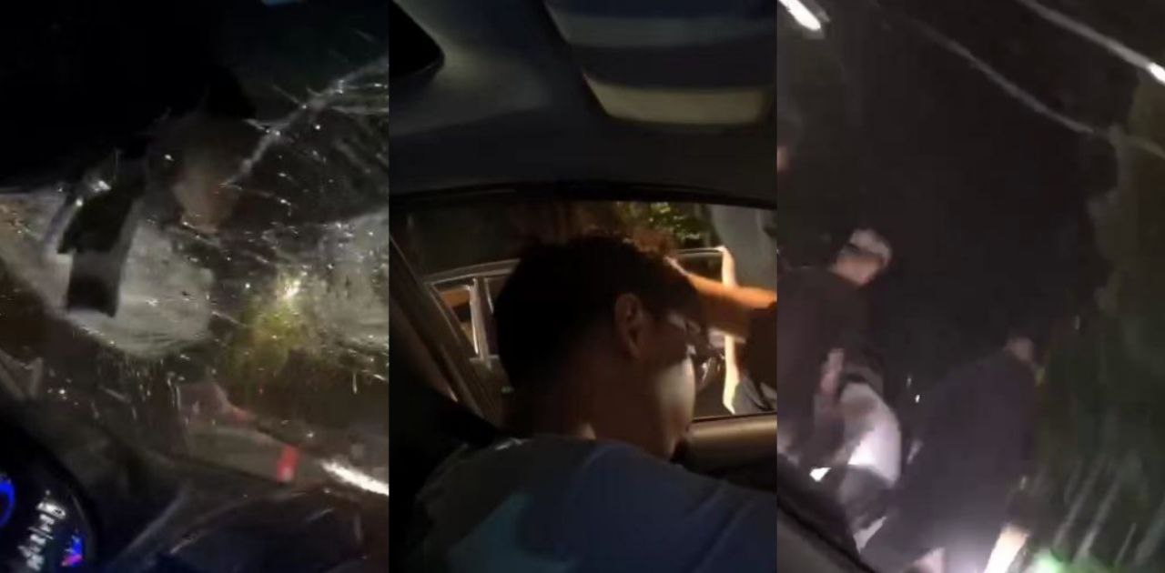 山东枣庄精神小伙 深夜街头一言不合直接砸车 事后不解气毒打车主 车主小伙嗷嗷求饶