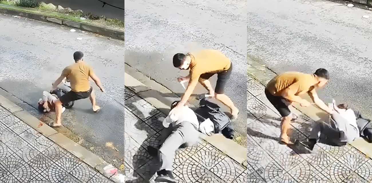 越南惊现血腥杀神！男子当街狂刺女子数十刀 头颈喷血倒地挣扎 现场手刃渣女 监控视频曝出！